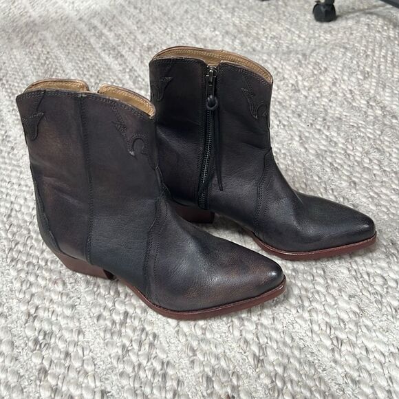 Free People New Frontier Black Leather Western Boots Booties US 8 - Picture 5 of 8